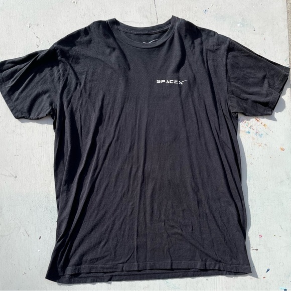 Men's SpaceX T-Shirt Black Falcon Heavy Spell-Out XL Crew Space Elon Musk Tesla - Picture 2 of 9